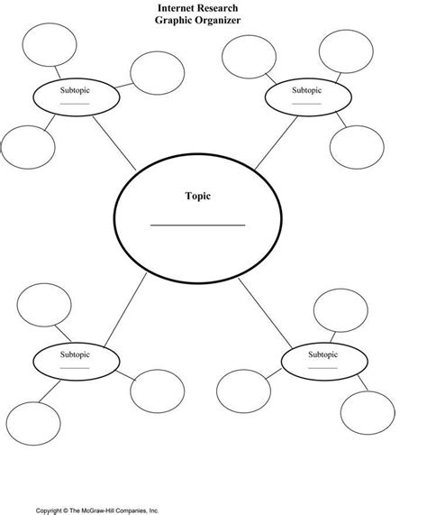 internet research graphic organizer  shown  black  white