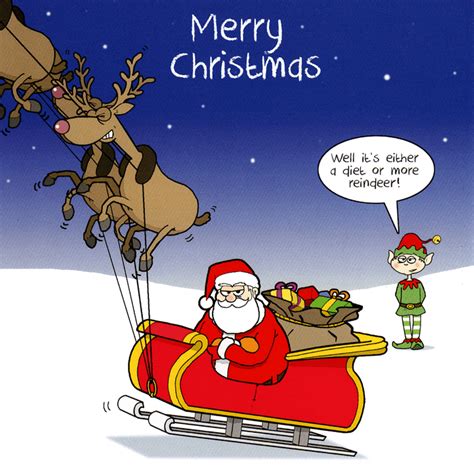 funny christmas card santa either a diet or more reindeer comedy card company