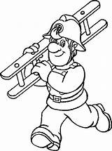 Coloring Firefighter Fireman Carrying Stair Pages Jobs Printable Kids Color sketch template