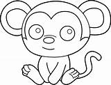 Monkey Clip Cartoon Cute Line Baby Animal Clipart Animals Coloring Pages Advertisement sketch template