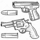 Gun Drawing Bullet Tattoo Revolver Sketch Dibujo Pistola Arma Fuego Guns Sketches Coloring Getdrawings Rifle Un Choose Board 123rf sketch template