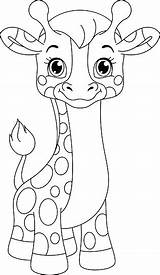 Giraffe Coloring Vector Little Illustration Stock Cute Toy sketch template