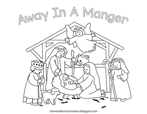 homeschooling resource nativity scene coloring page
