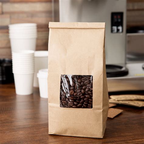 lb brown kraft customizable tin tie coffee bag  window case