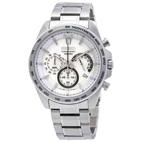 seiko chrono men s watch in new steel with box and
