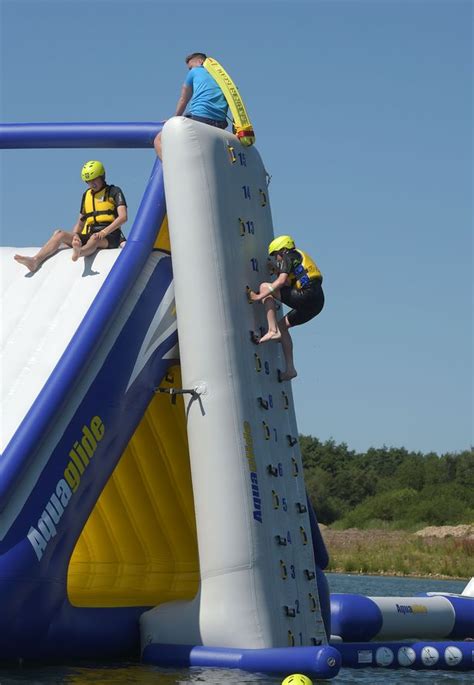 total wipeout themed aquapark with huge inflatables including climbing