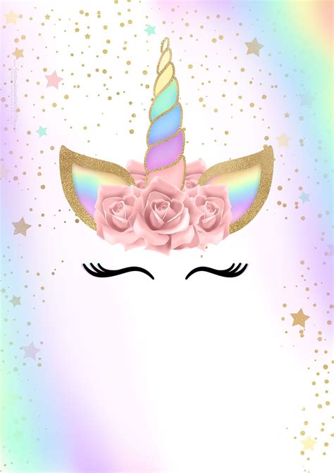 unicorn  rainbow  printable invitations   fiesta