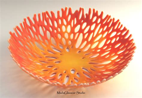 Sunset Coral Fused Glass Bowl
