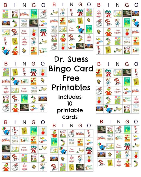 dr seuss bingo game  printable preschool dr suess printable