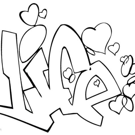 graffiti letters love coloring pages  printable coloring pages