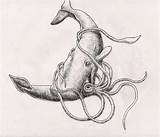 Squid Sperm Tatoo Kraken Dessin Tatouage Tentacle Humpback クジラ Baleine タトゥー イラスト クラーケン Origine sketch template