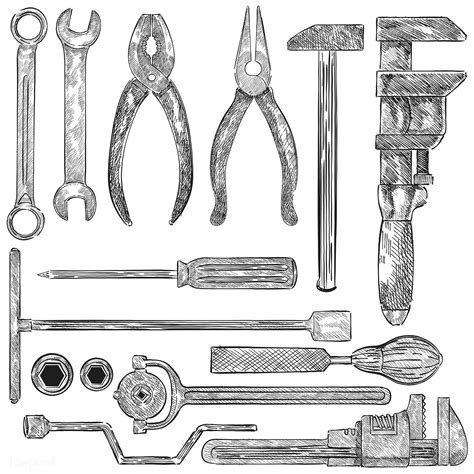 illustration   set  mechanic tools  image  rawpixelcom