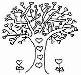 Coloring Tree Heart Valentines Pages Created Valentine Hearts sketch template