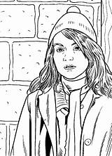 Hermione Coloring Granger Drawing sketch template