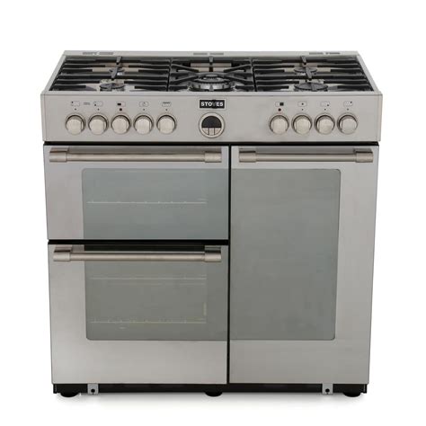 buy stoves sterling dft stainless steel cm dual fuel range cooker  marks