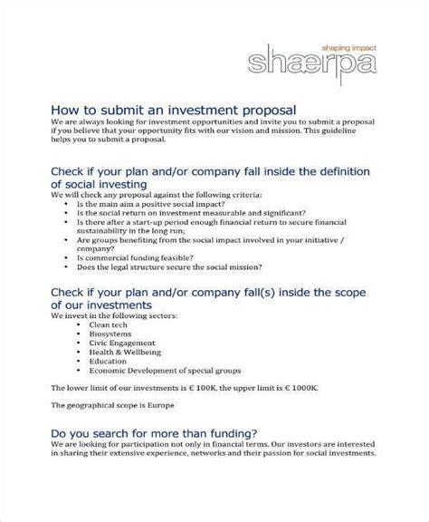 capital investment proposal samples  templates   ms word pages google docs