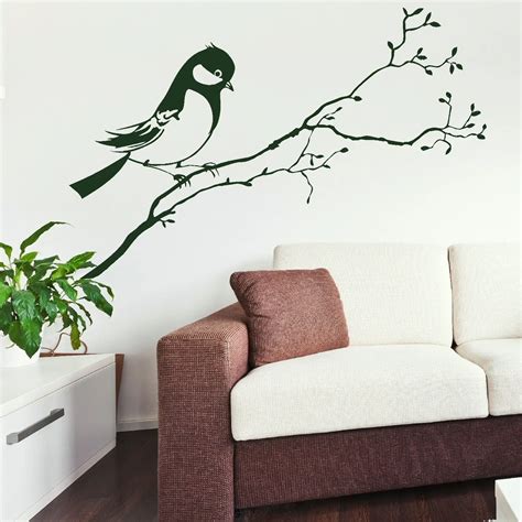 bird  branch tree wall sticker decal art transfer graphic stencil