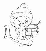 Coloring Pages Mice Sliekje Stamps Christmas Digi Colouring sketch template