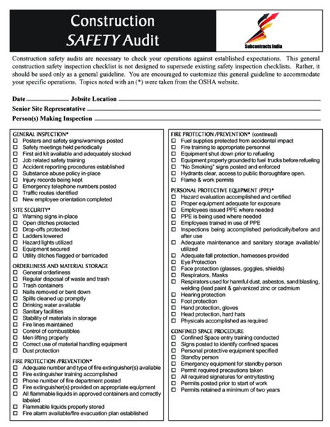 jobsite safety checklist template  reasons  jobsite safety