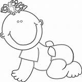 Baby Clipart Girl Crawling Outline Clip Cartoon Cliparts Babies Bw Vector Clker Library Large sketch template