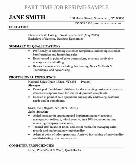 part time job resume   resume samples  templates job resume