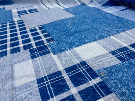 denim jeans effect fabric  furnishing curtains blue denim