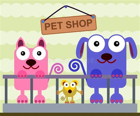 pet shop stock illustration image  cute animals shop
