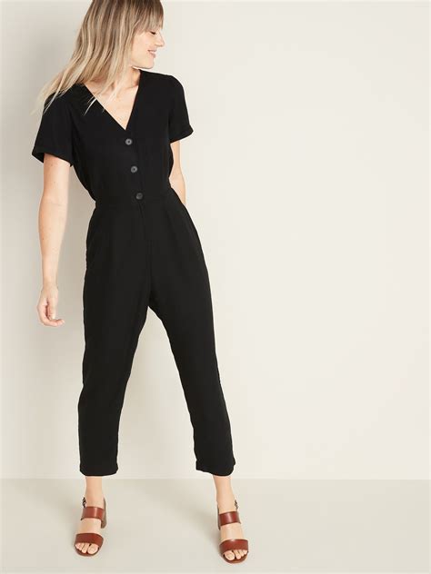 v neck button front jumpsuit for women old navy jumpsuits for women