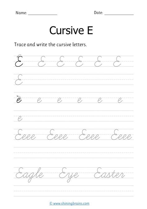 cursive writing letter  worksheets  learning  printable