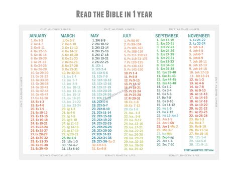 bible   year reading schedule bookmark instant downlaod