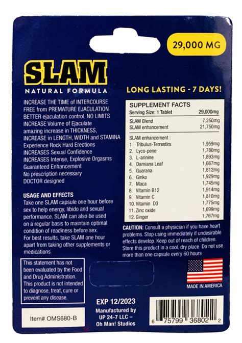 slam 29000mg natural formula male enhancement pill