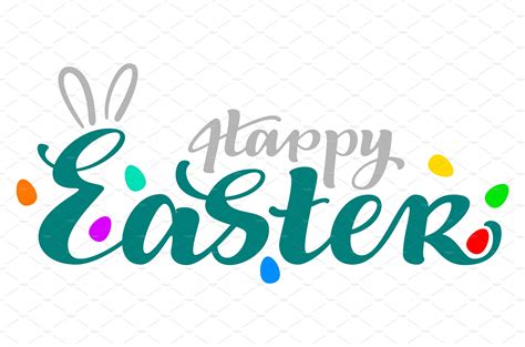happy easter text lettering template vector graphics creative market