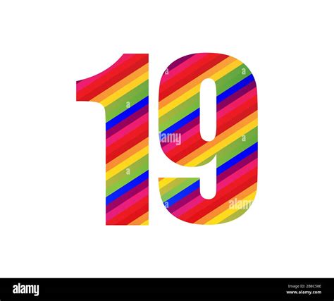 number rainbow style numeral digit colorful nineteen number vector illustration design