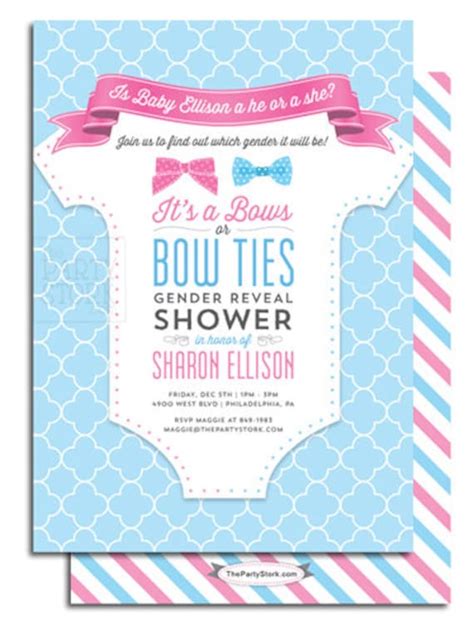 Gender Reveal Party Invitation Printable Bows Or Bowties Etsy