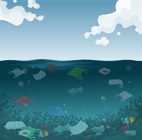 marine pollution background  vector art  vecteezy