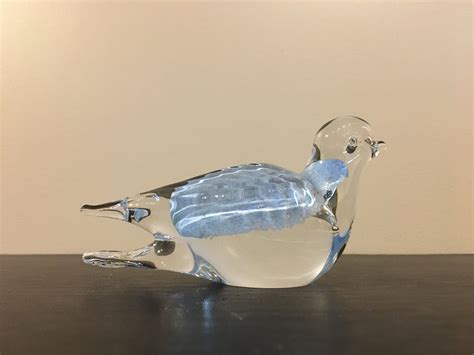 Vintage Hand Blown Glass Bird Signed By Artist Glass Dove