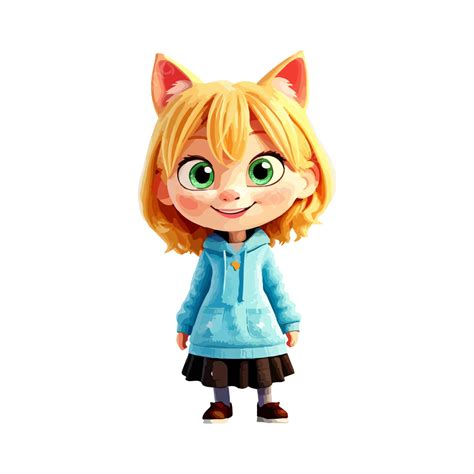 3d Animation Style Cute Cate Happy Stricker Art Vector 3d Animation