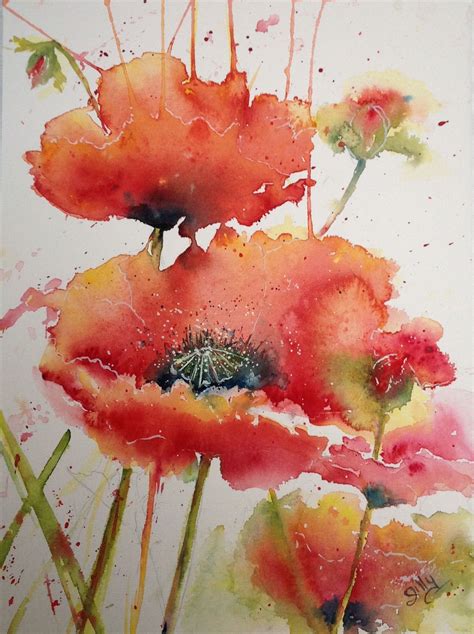 poppy watercolour painting