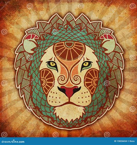 de dierenriem van grunge leeuw stock illustratie illustration  teken koning