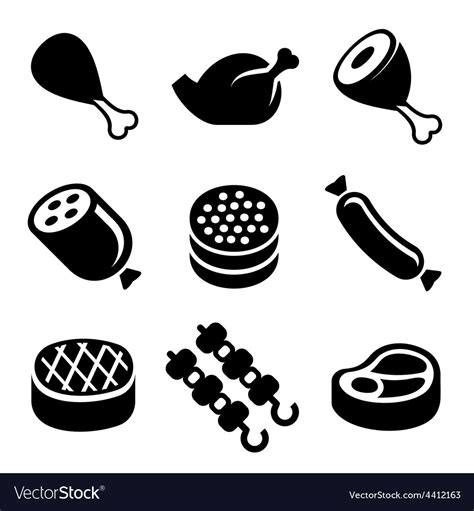 meat icons set royalty  vector image vectorstock