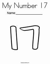 Number 17 Coloring Seventeen Writing Color Outline Practice Word Tracing Envelopes Many Twistynoodle Print Favorites Login Add Noodle sketch template