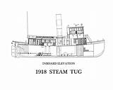 Steam Tug Drawing Tugboats Coloring Books Boats Inboard 1918 Draw sketch template