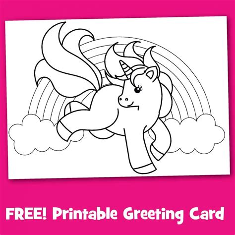 printable unicorn greeting card  color  breaks