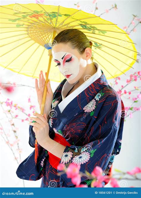 artistic portrait  japan geisha woman stock image image