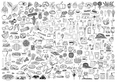 food doodles images  vectors stock  psd