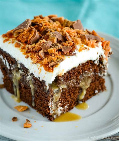 chocolate butterfinger poke cake recipe creations  kara