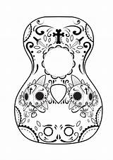 Coloring Calavera Mask Pages Template sketch template