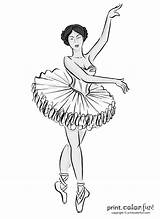 Tutu Ballet Dancer Coloring Ballerina Dancing Color sketch template