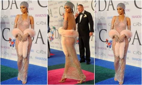 rof entertainment report rihanna steals the show in hot see through dress at cfda awards
