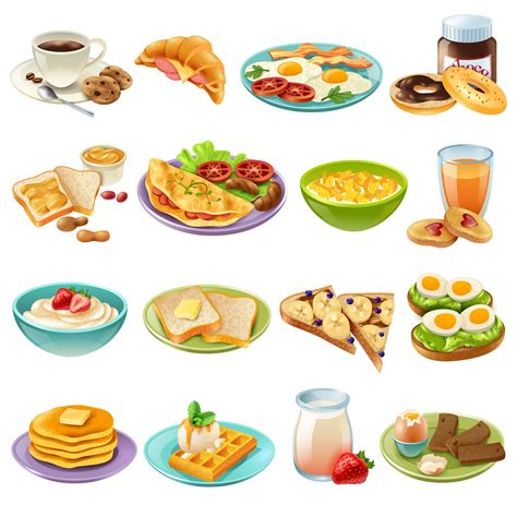 petit dejeuner brunch menu nourriture icones set  art vectoriel chez vecteezy